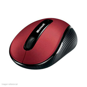 Mouse Microsoft Wireless Mobile 4000, Conexion Inalambrico 2.4GHz, Receptor USB, Rojo
