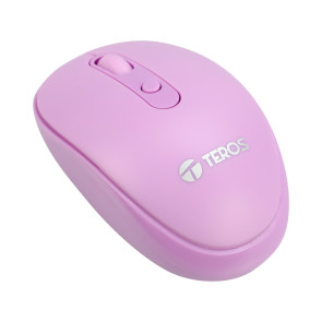 Mouse óptico inalámbrico Teros TE5075P, Color Purpura, 1600 dpi, receptor USB.