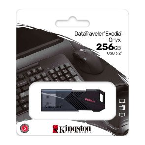 Memoria Flash USB Kingston DataTraveler Exodia Onyx 256GB, USB 3.2 Gen 1, Color Negro Mate