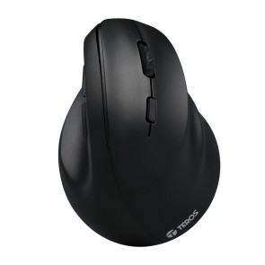 Mouse Teros TE-5169N, Inalámbrico Doble Modo: 2.4G+Bluetooth, 2400 DPI, Vertical, Negro