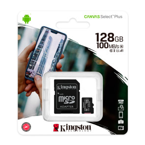 Memoria micro-SD Kingston Canvas Select Plus, 128GB, con Adaptador SD