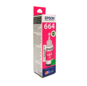 Botella de tinta EPSON T664320, color magenta, contenido 70ml, para impresoras EPSON L200.