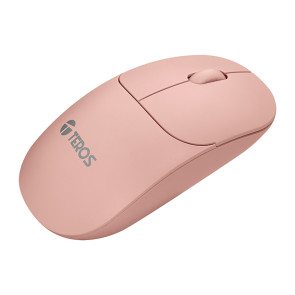 Mouse óptico inalámbrico Teros TE1217S, color Rosado, 1000 dpi, receptor USB.