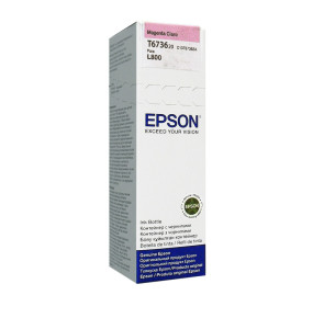 Botella de tinta EPSON 673 (T673620), color magenta claro, contenido 70 ml, para impresora L800. Presentación en caja.