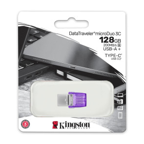 Memoria Flash USB Kingston 128GB DataTraveler microDuo 3C 200MB/s dual USB-A + USB-C