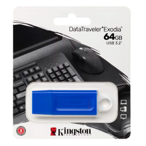 Memoria Flash USB Kingston DataTraveler Exodia 64GB, USB 3.2 Gen 1, Color Azul.