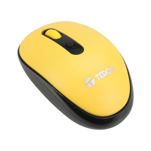 Mouse óptico inalámbrico Teros TE5075Y, color Negro / Amarillo, 1600 dpi, receptor USB.