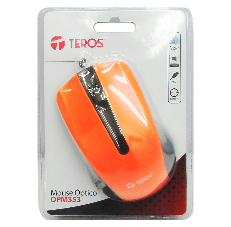 Mouse óptico TEROS OPM353 USB 2.0 color Naranja